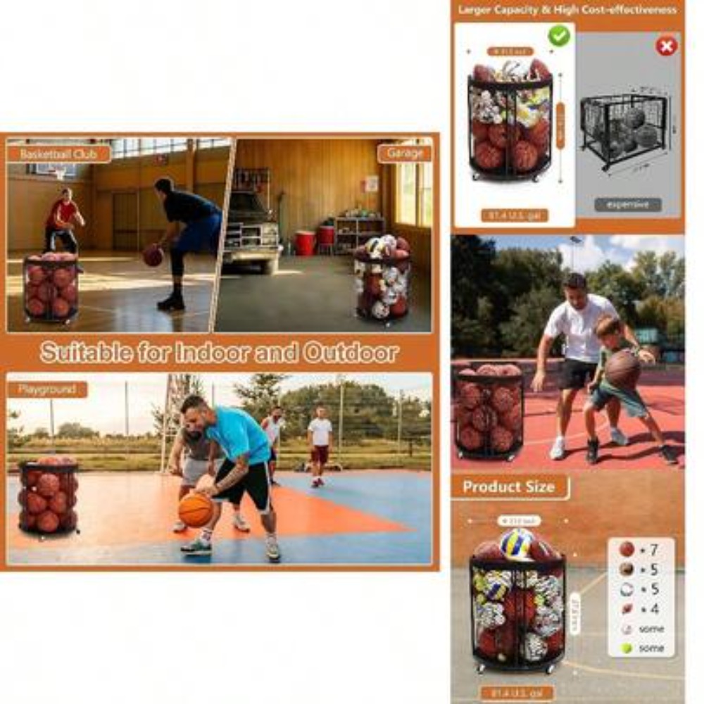 Sports Equipment Basketball - Прочный контейнер-тележка для хранения мячей для
